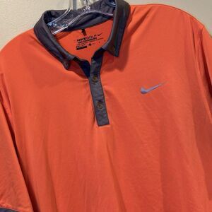 Nike Golf Polo Shirt Mens‎ Size Medium Dri-Fit Performance Tour Polyester Orange